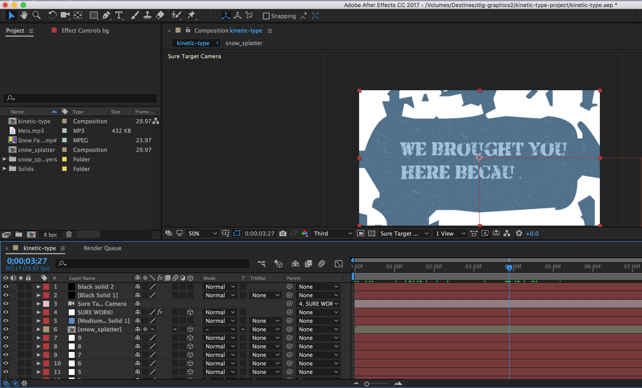 Kinetic type in after effects screenshot